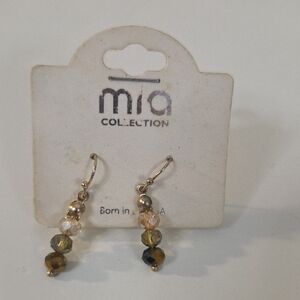 Mia COLLECTION Gold and Tan Beaded Earrings [1373].